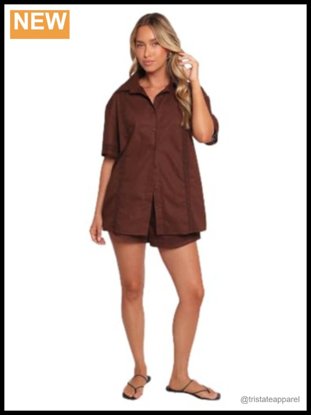 Women's Cotton Short Sleeve Spread Collar Boxy Blouse